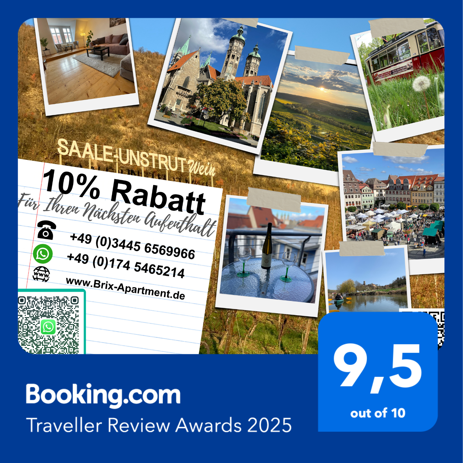 Auszeichnung für Brix-Apartment. Beste Ferienwohnung in Naumburg an der Saale. Danke